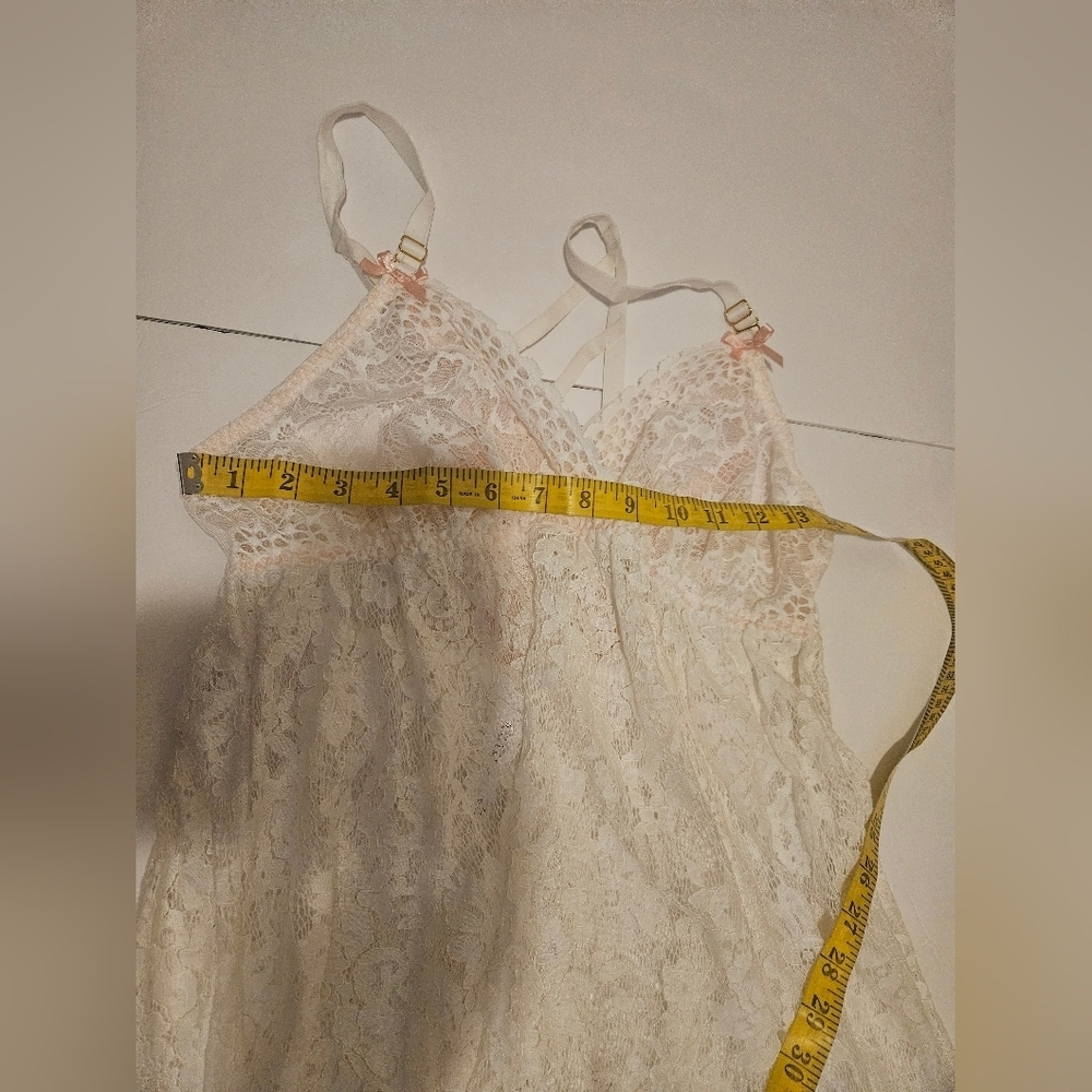 Cacique- Women' 12 Elegant White Lace Chemise Babydoll Silk  NWOT Valentine Sexy - Picture 5 of 10